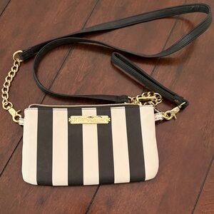 Betsey Johnson Black and White Striped Crossbody Bag